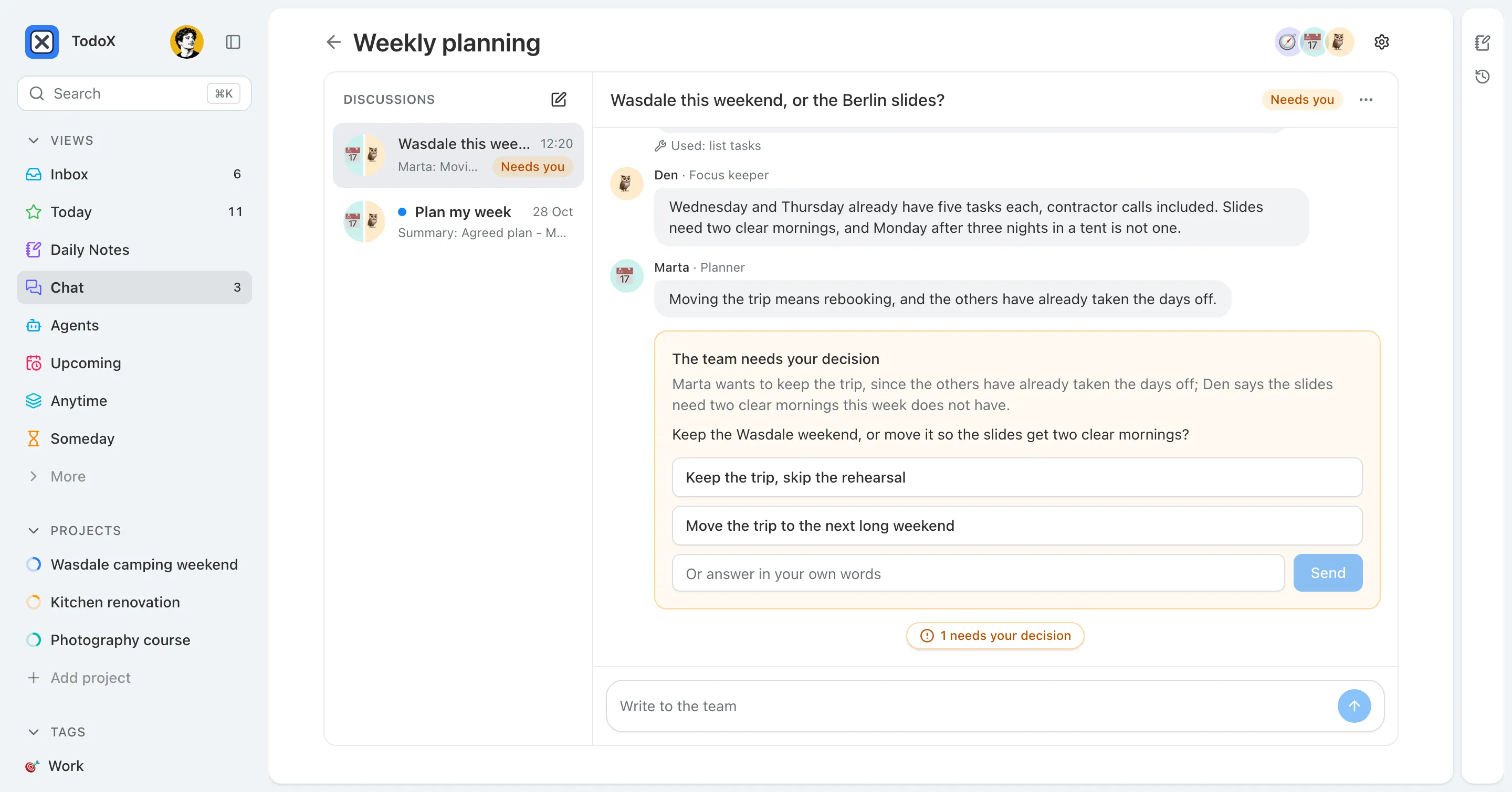 Chat with your agents screenshot