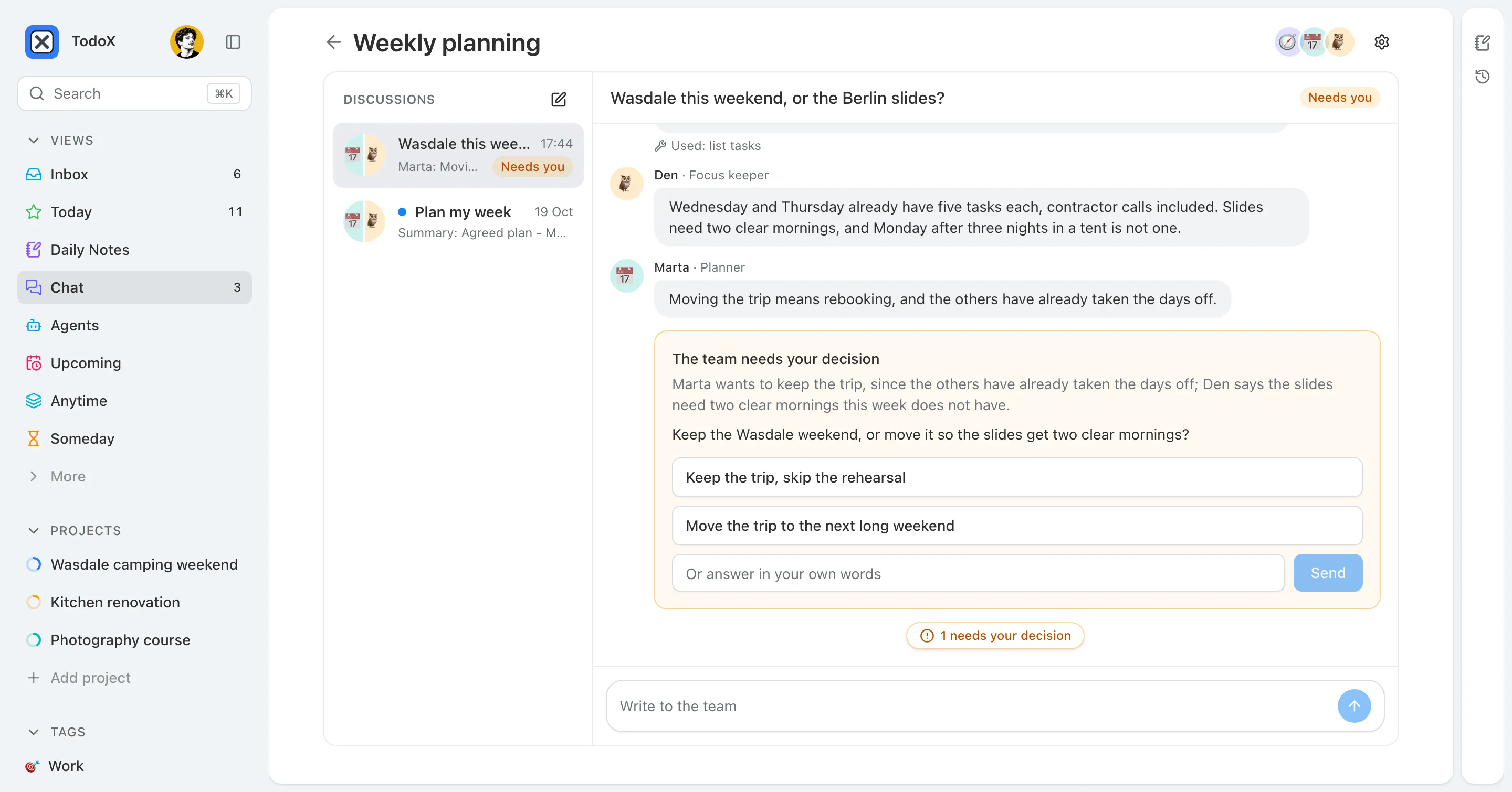 Chat with your agents screenshot